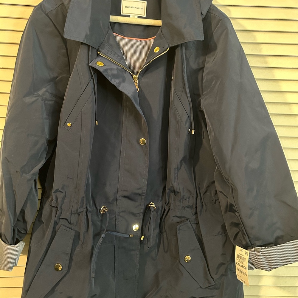 Charter Club ANORAK Navy Utility Jacket for Women